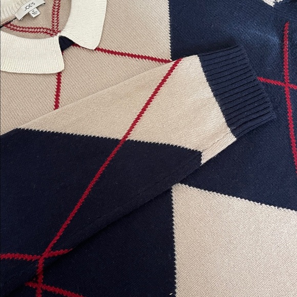 Joe’s Jeans the Jude Collared Sweater in Navy Multi Argyle Medium - Picture 5 of 8